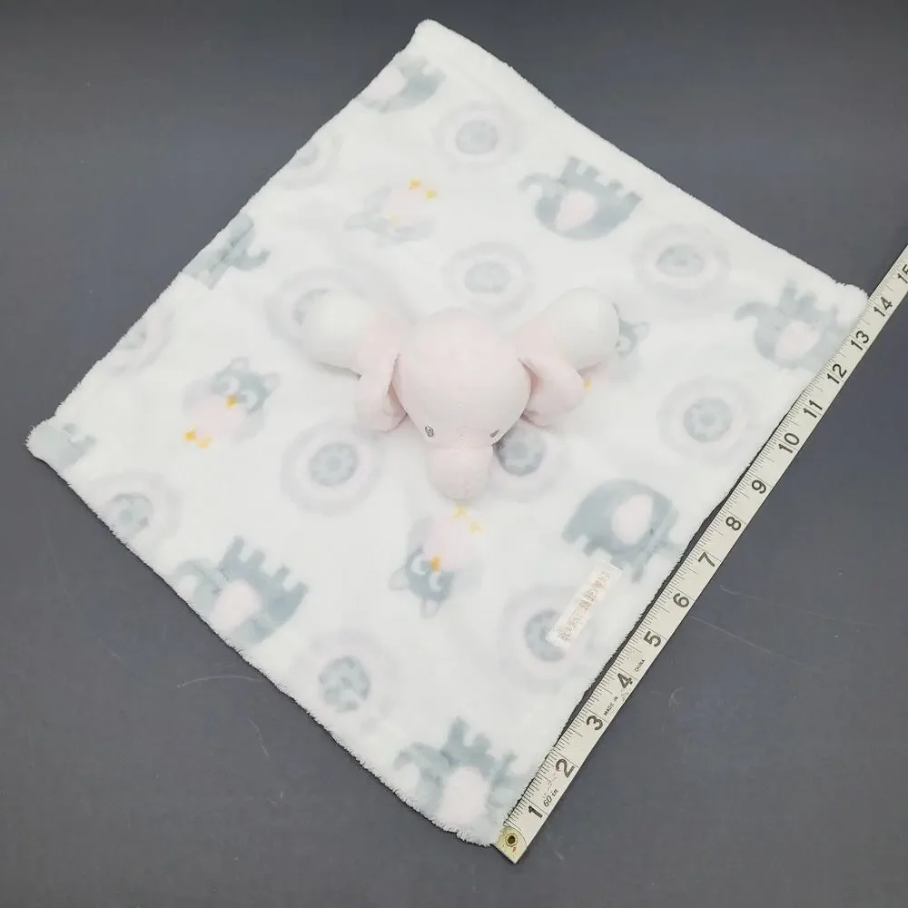 Blankets and Beyond Elephant Lovey Pink Security Blanket Plush Gray White